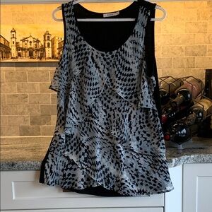 Ricki's Black and grey Ruffled Asymmetrical Tank Top